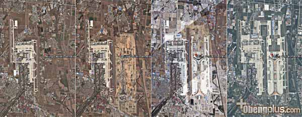 Perubahan foto Google dari tahun ke tahun pembangunan airport Beijing