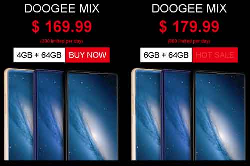 Doogee Mix dual camera bezel less smartphone murah