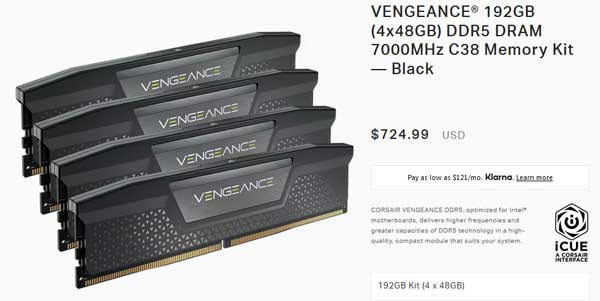 Corsair Vengeance DDR5 192GB RAM
