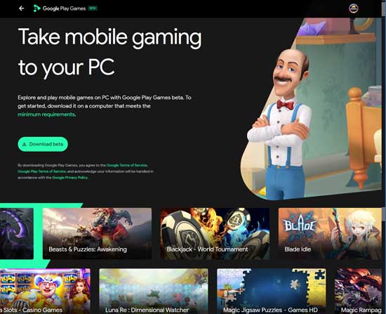 Install Google Play Game di computer notebook