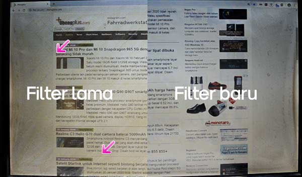 Perbedaan filter polarizer baru dan lama
