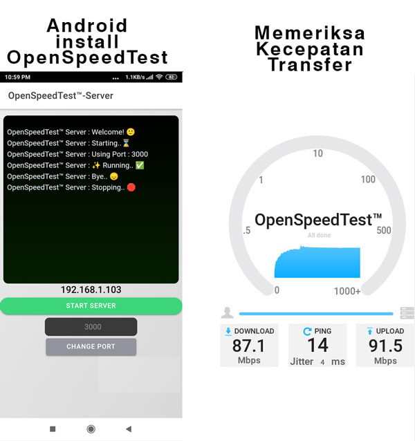 OpenSpeedTest untuk menguji kecepatan perangkat