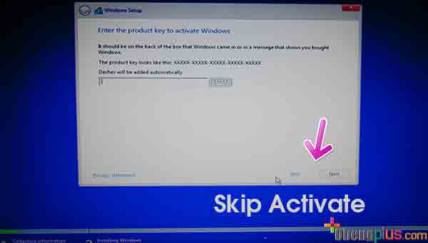 Install Windows 10 tanpa serial number tekan skip