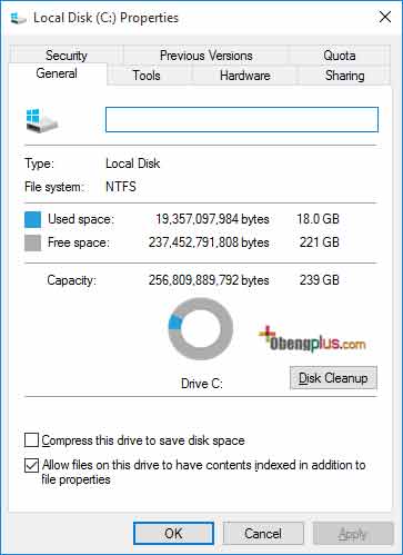 Kebutuhan storage space Windows 10 sekitar 19GB termasuk driver