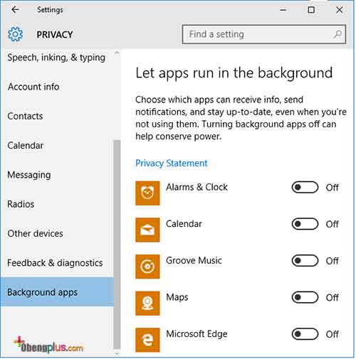 Mematikan aplikasi berjalan background Windows 10