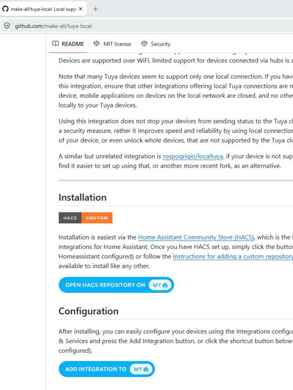 Install Tuya Local to Home Assistant Integration