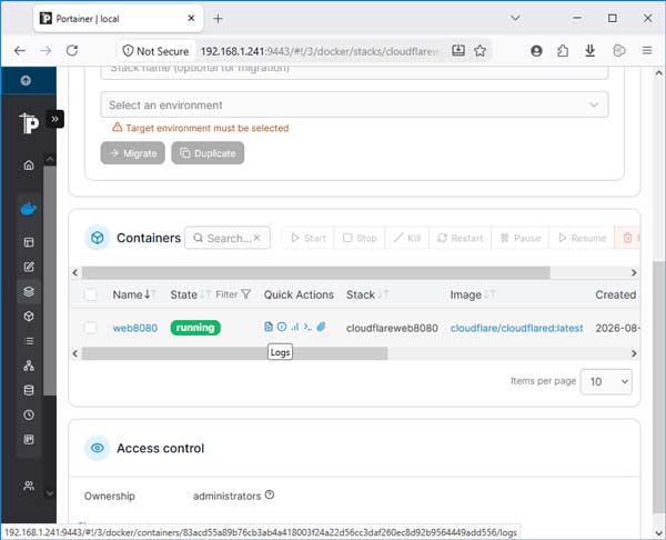 Mengatur Stack Portainer untuk akses Local Web server