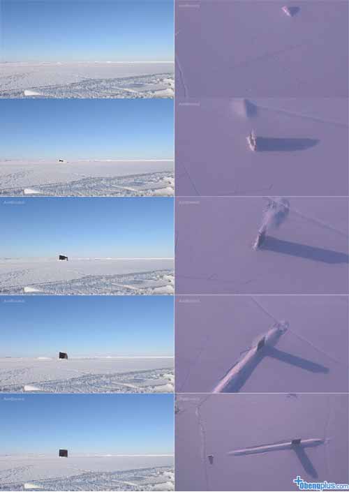 Kapal selam nuklir menembus es kutub sampai muncul ke permukaan