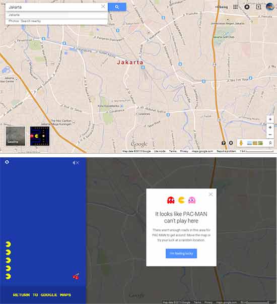 Game Pacman di Google Map