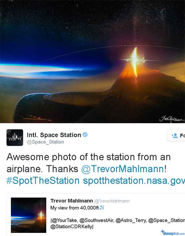 Foto ISS oleh Mahlmann melintas diambil di atas pesawat sampai Nasa ikut retweet