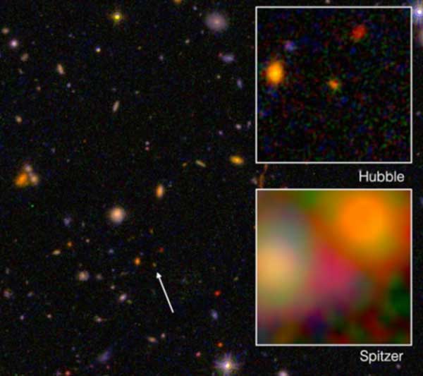 Galaksi EGSY8p7 dari teleskop Hubble dan Spitzer