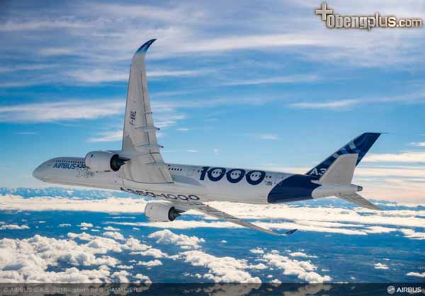 Pesawat Airbus A350-1000 dengan 440 penumpang