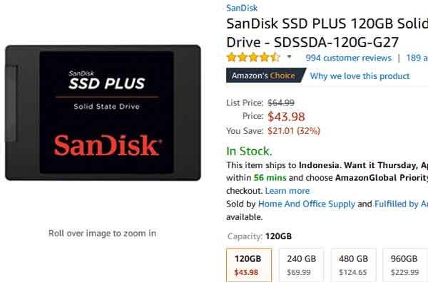 SSD Sandisk 
Ultra Plus harga April 2018