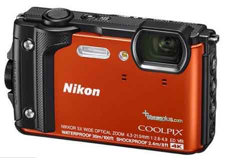 Camera petualang alam bebas tahan jatuh dari Nikon Coolpix W300 
merekam video merekam 4K