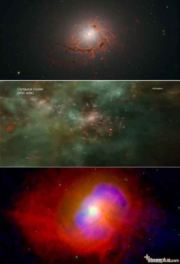 Galaksi NGC 4696 merubah bentuknya sendiri