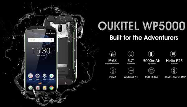 Oukitel WP5000 Helip P25 baterai 5000mAh smartphone tahan jatuh tahan air