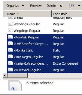 Mengurutkan font di Windows