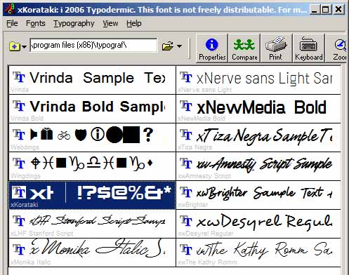 Typograf software merubah nama font