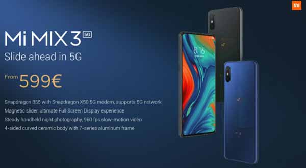 Xiaomi Mi Mix 3 smartphone 5G Snapdragon 855