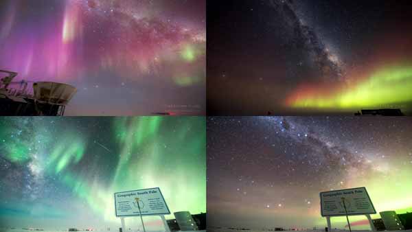 Timelapse Antartika Aurora Australis melihat aurora di kutub selatan