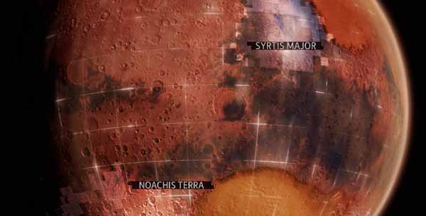 Mars Lokasi Syrtis Major dan Noachis Terra