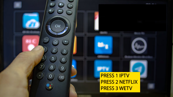 Memprogram tombol remote Android TV Aplikasi IPTV Netflix IQ WeTV