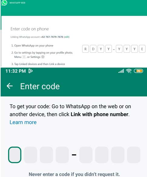 Whatsapp login 8 digit code