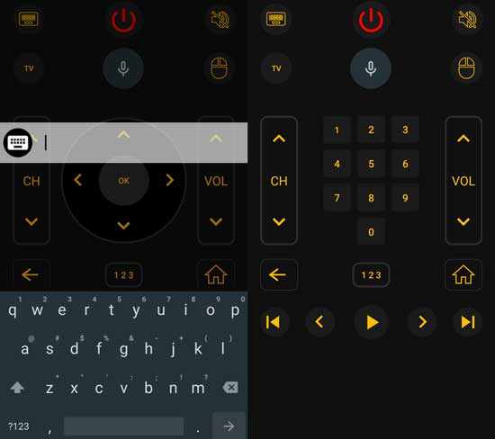 Typing on Android TV screen for Smart TV