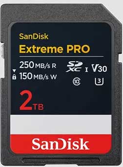 Sandisk Extrem Pro SD card
 kapasitas 2TB