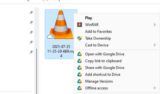 Share file link Google Drive Desktop with Explorer