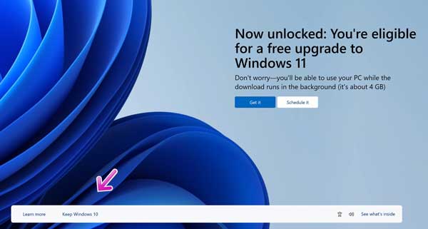 Microsoft 10 get banner windows 11