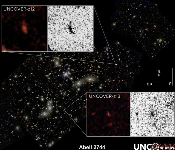 Galaksi terjauh UNCOVER z-13 nomor 2 dan 4 November 2023