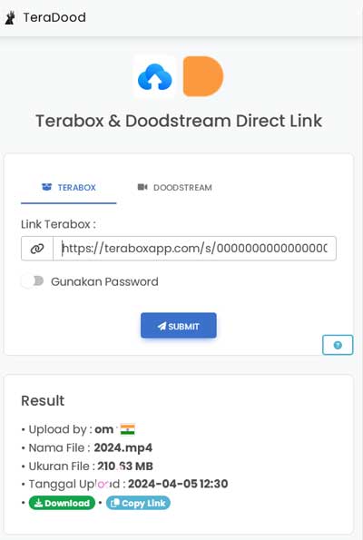 Direct Download Terabox Dood
