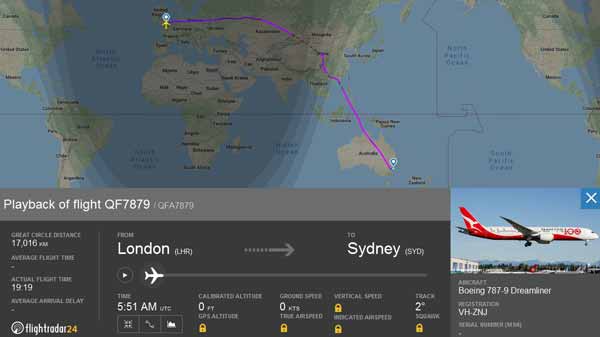 Penerbangan terjauh Quantas London Sydney