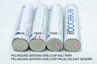 Membandingkan baterai Eneloop asli palsu