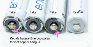 Membandingkan baterai Eneloop asli palsu